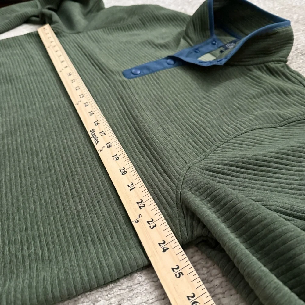 J.Crew Authentic Fleece Pullover Green XL Snap Mock Neck‎ Long Sleeve
